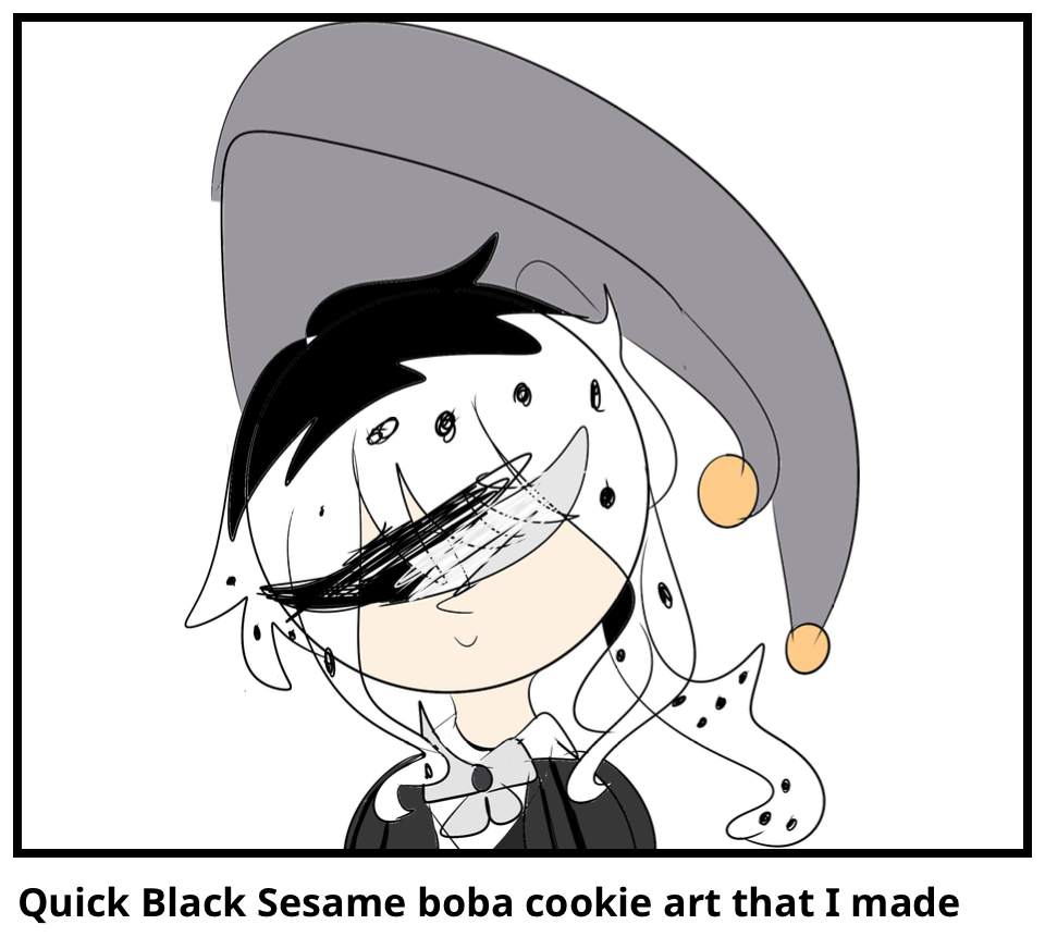 Quick Black Sesame boba cookie art that I made