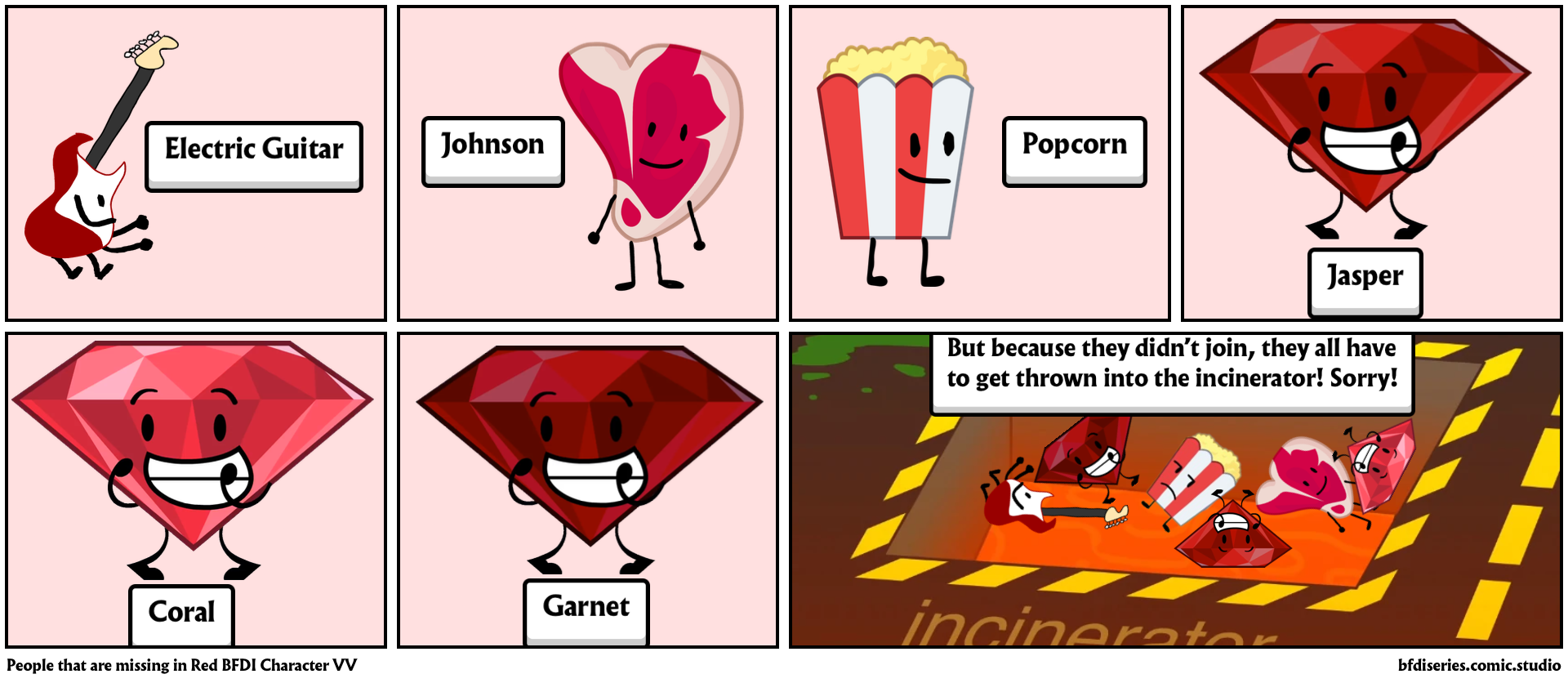 People that are missing in Red BFDI Character VV