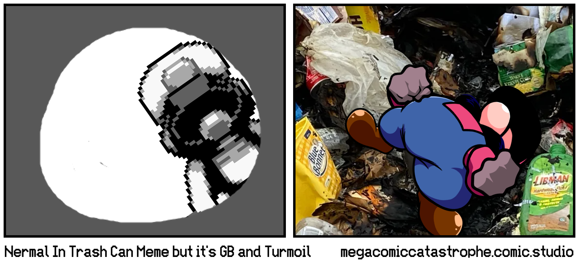 Nermal In Trash Can Meme but it's GB and Turmoil